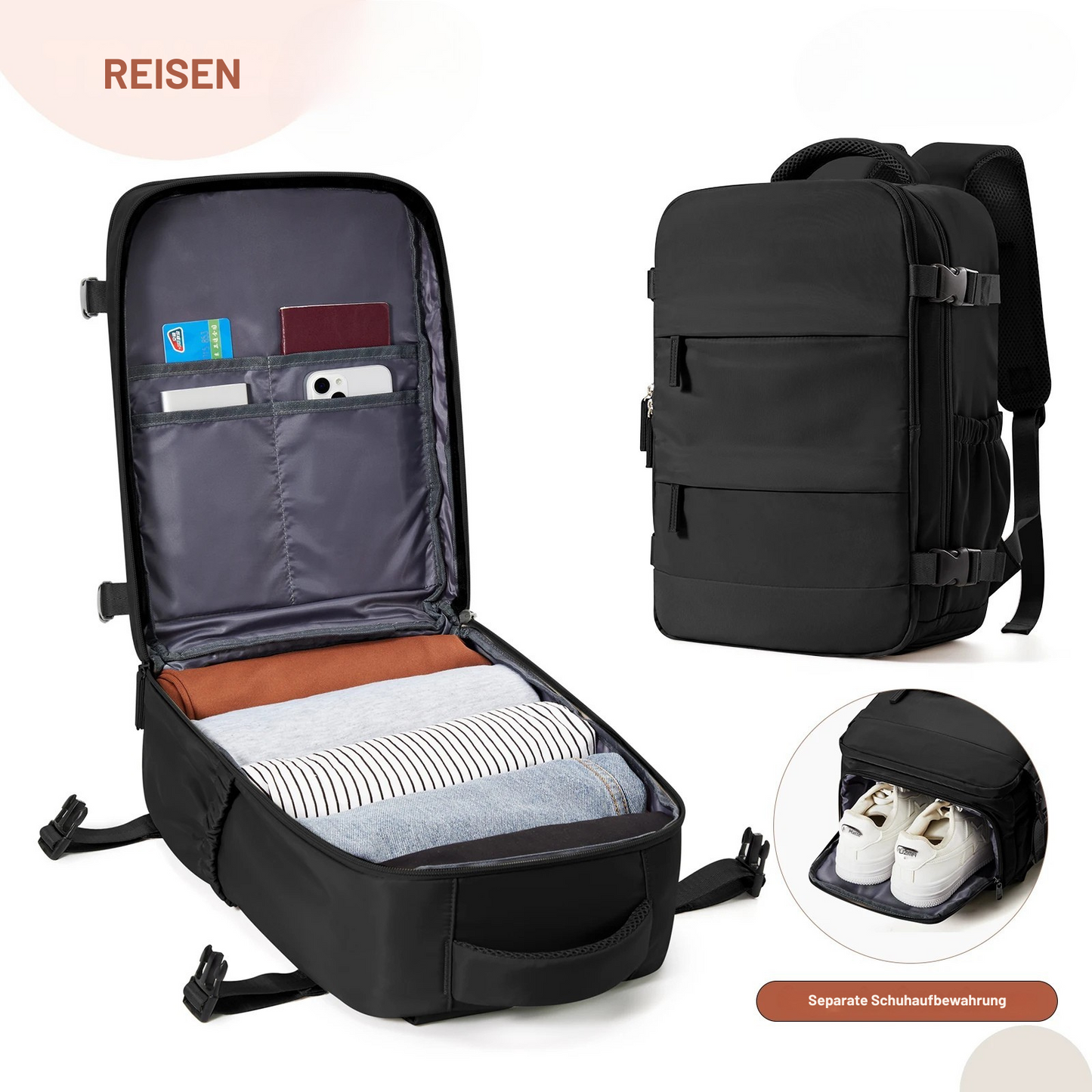 ✅ FLCC Kabinenrucksack 40x20x25 cm – Perfekt für Ryanair & Co.